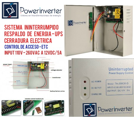 SISTEMA ININTERRUMPIDO - UPS - 110V - 260VAC - 50/60HZ  A 12VDC/5A